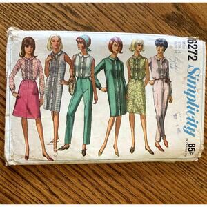 Vintage 1960s Simplicity 6272 Sewing Pattern Sz 14 Dress Top Skirt Pant COMPLETE